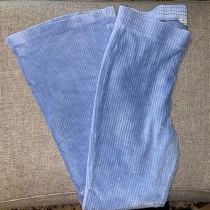 Aerie Blue Velour Ribbed BellBottom Pants